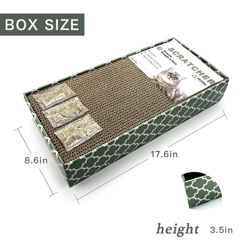 MECOOL Cat Scratcher Cardboard Scratching Pads Scratch Lounge Bed with Catnip 3PCS Reversible Corrugated Cardboard with Scratch Box - Image 2